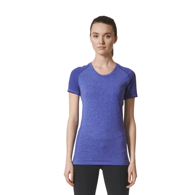 Camiseta Maga Corta Adidas Técnica Primeknit Wool Mujer Azul 5 Camiseta Maga Corta Adidas Técnica Primeknit Wool Mujer Azul - Imagen 3