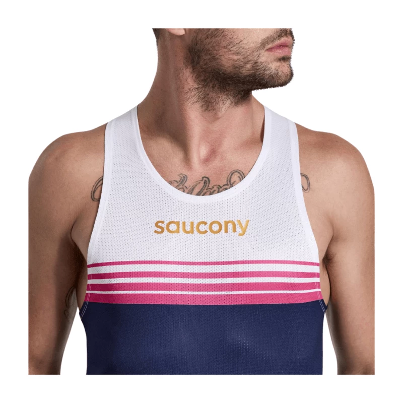 Camiseta Saucony Elite Sin Mangas Azul Rosa Blanco 5 Camiseta Saucony Elite Sin Mangas Azul Rosa Blanco - Imagen 3
