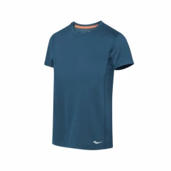 Camiseta Saucony Stopwatch Mangas Cortas Azul Mujer